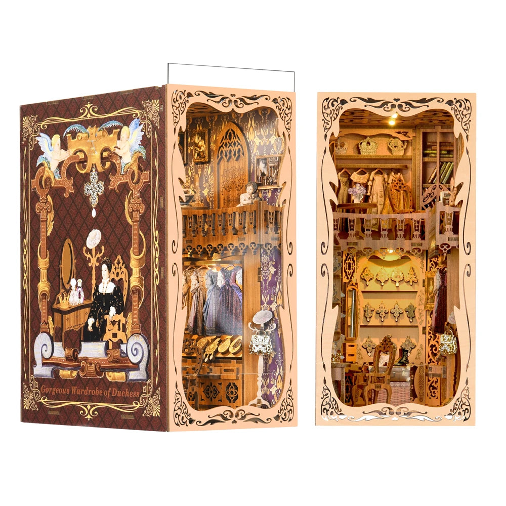 Book Nook Kit The Duchess Wardrobe High Quality Wooden Puzzle Doll House Miniature DIY Assembly Model Kit Production Toys Gifts