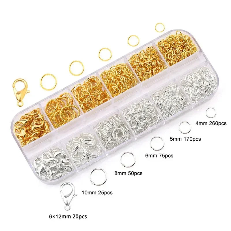 Zinc Alloy Open Jump Rings Lobster Clasps for DIY Bracelet Necklace Chain Accessories Making Supplies Jewelry Findings Kits