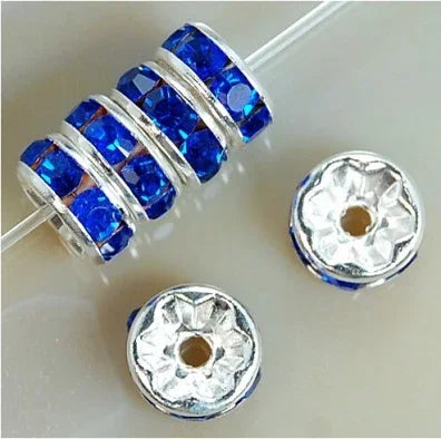 100Pcs 4/6/8/10mm Metal Crystal Beads Rhinestone Rondelle Spacer Beads For Jewelry Making Bracelet  Necklace DIY Accessories