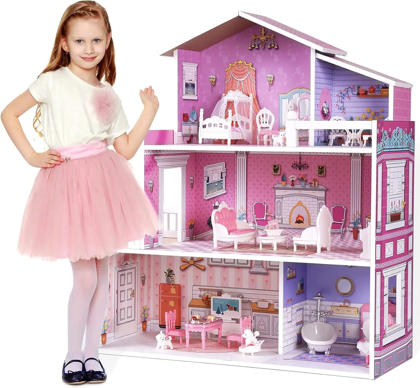 Robotime Robud Victoria Wooden Dollhouse Furniture Preschool Dollhouse House Toy for Girls 3+