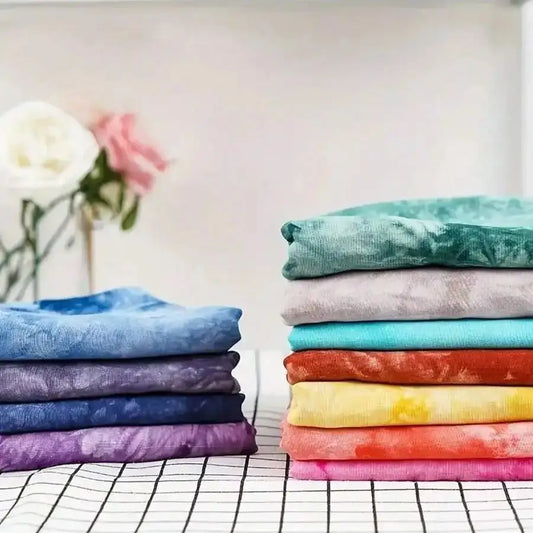 8ps Tie Dye Gradient Quilting Fabric 100% Cotton Craft Fabric Bundle Squares Fat Quarters Multicolored for Patchwork DIY Sewing