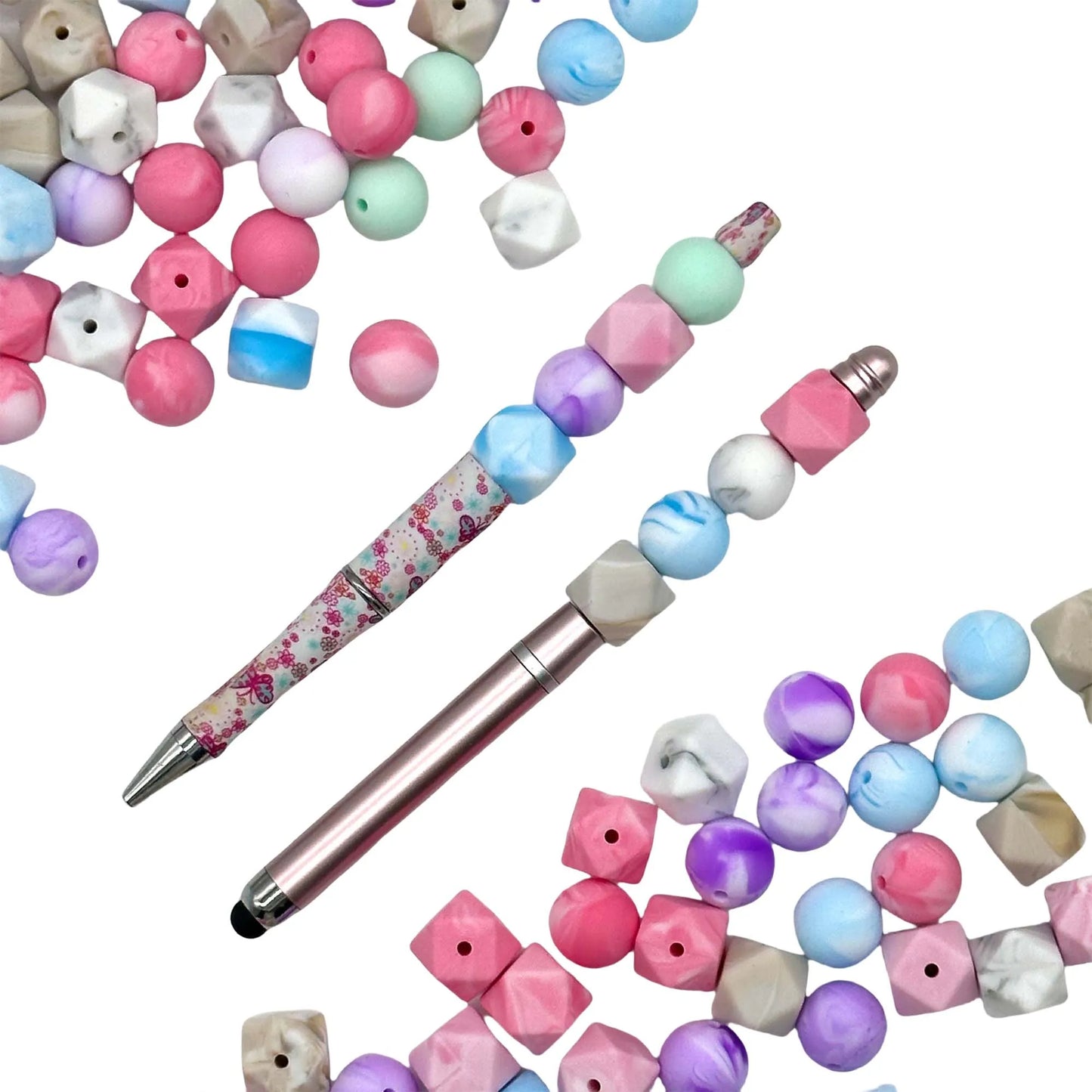 100pcs two-color series silicone beads mixed focal beads silicone pen beads DIY handmade necklace  keychain beads jewelry beads