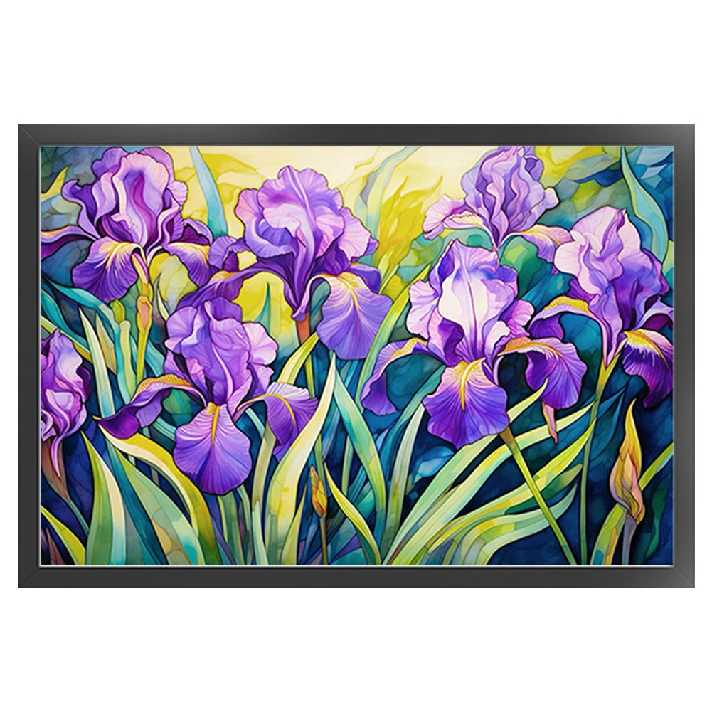Full Embroidery cotton Thread 11CT Printed Iris Cross Stitch Kit 60x40cm
