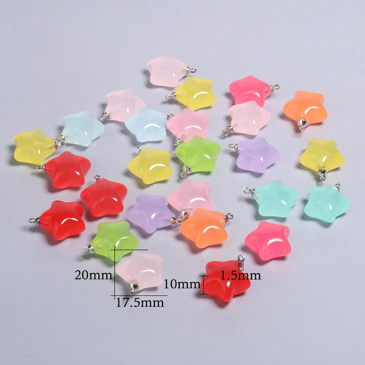 Colorful Star Charms Resin Candy Color Pendants Keychain Handmade Necklace Bracelet Jewelry Making DIY Craft Accessories 10pcs