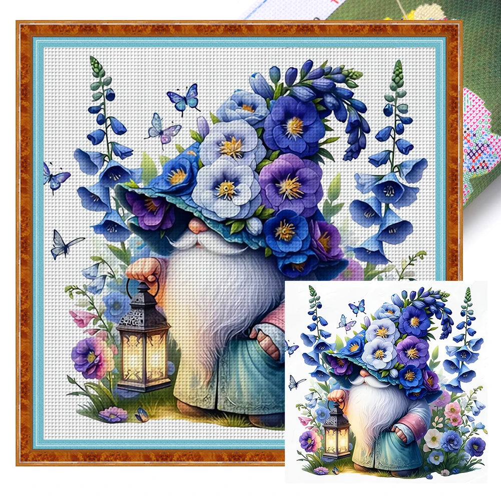 Full Embroidery Eco-cotton Thread 11CT Printed Gnome Cross Stitch Kit Art