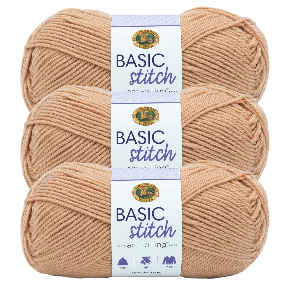 Basic Stitch Anti Pilling Acrylic Yarn 3 Pack Soft Medium Weight Knitting Crochet Machine Washable Perfect Scarves Blankets