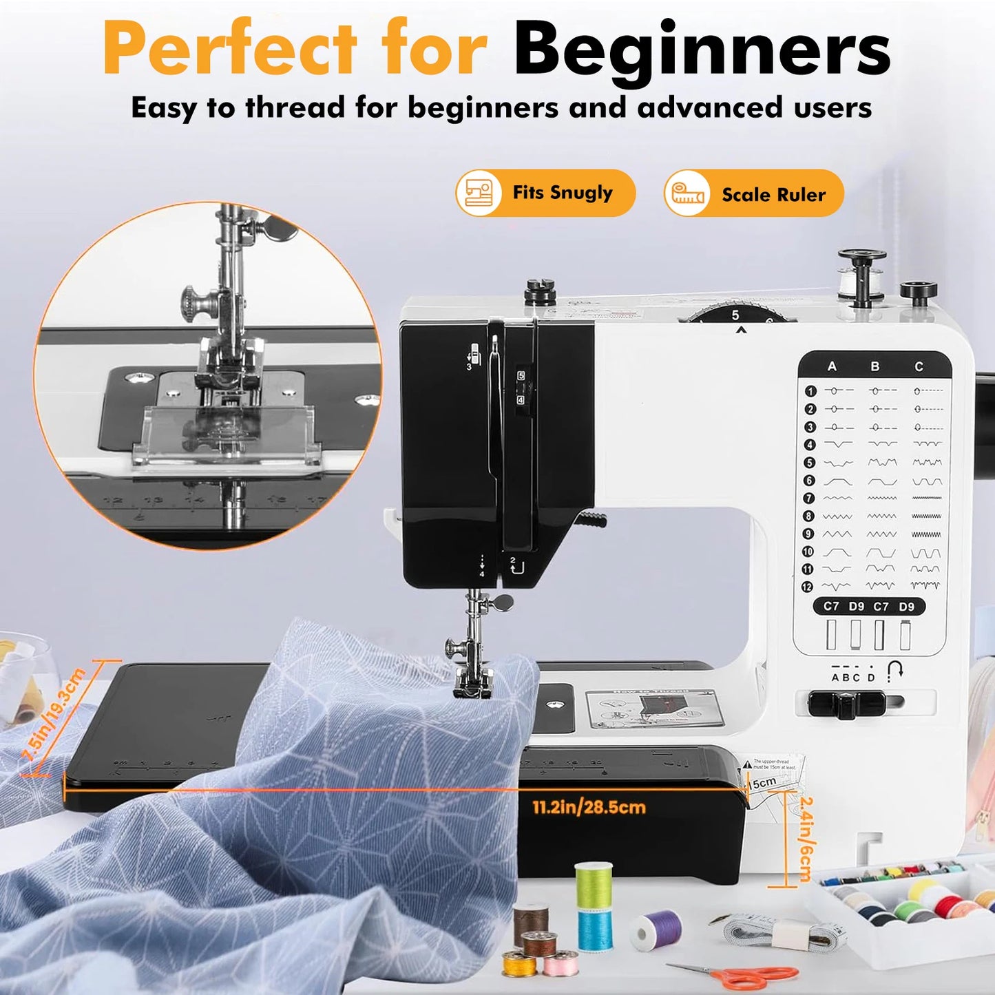 12 Stitches Mini Sewing Machine Electric Double Thread Sewing Machine with Extension Table Automatic winding design US