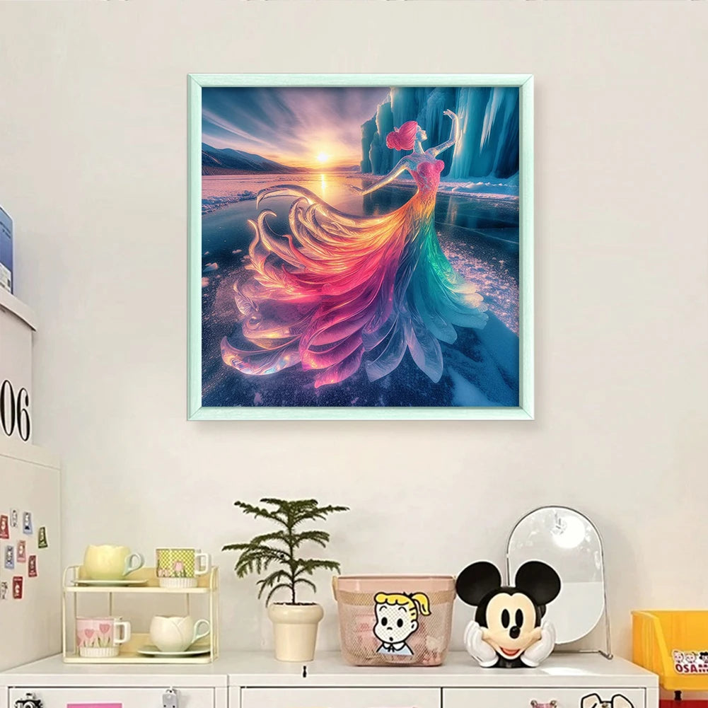 Full Embroidery cotton Thread 14CT Printed Girl Cross Stitch Kit Art 40x40cm