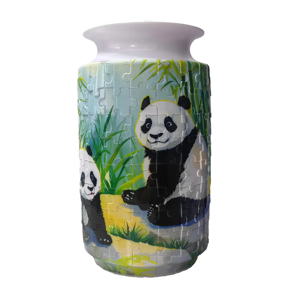 3D Panda Puzzle Vase Flower Puzzles Three-dimensional Vase Puzzle Flower Arrangement Children's Birthday Details Toys for Kids