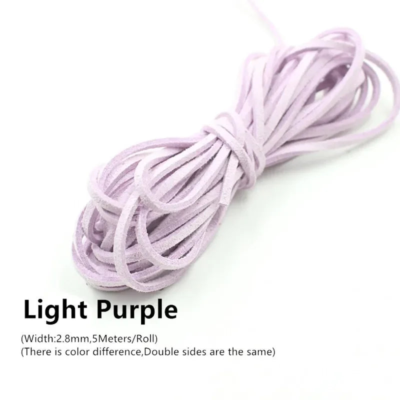 3MM 5M Micro-Fiber Flat Leather Lace Beading Thread Faux Suede Cord String Velvet Beading Supplies
