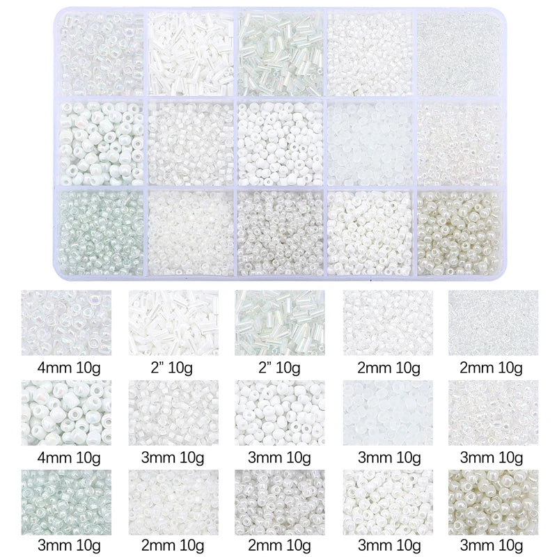 15 Colors Glass Beads Set for Bracelet Making Spacer Loose Beads with Storage Box Tube Beads Kit for DIY Craft Necklace Charms