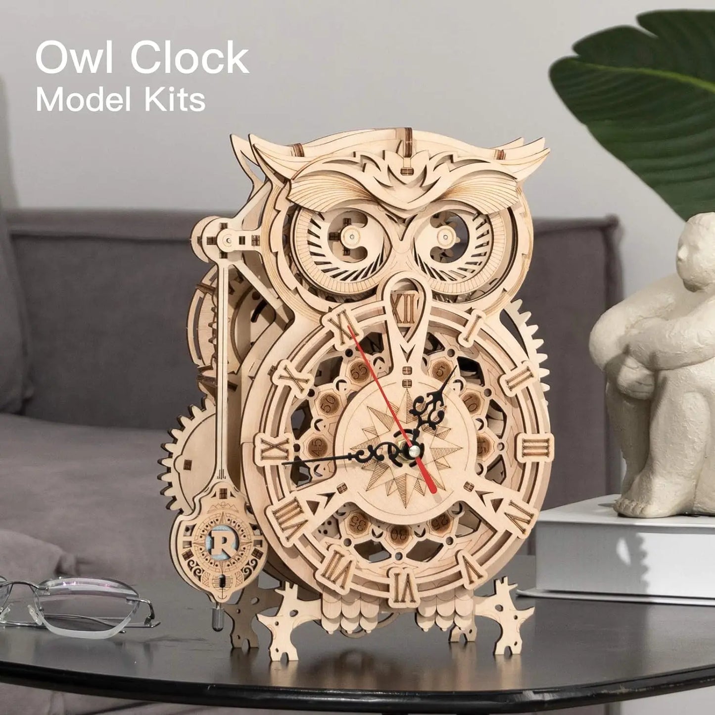 Robotime ROKR 3D Wooden Puzzle Owl Clock Model Building Kit Toys for Children Kids Boys LK503