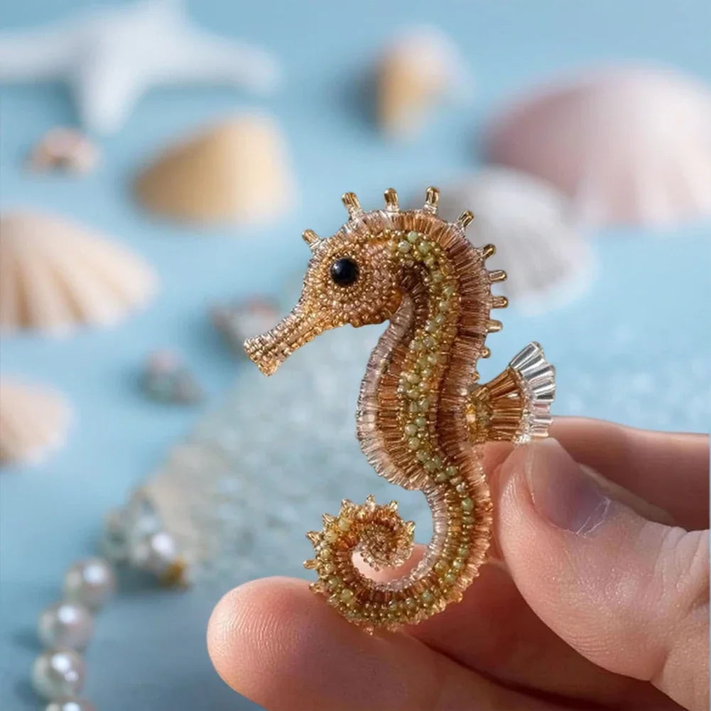Ocean Beadwork DIY Kit Material Package Ocean-Themed Bead Embroider Suit Wear Resist Cute Ocean Animals Embroidery for Beginners