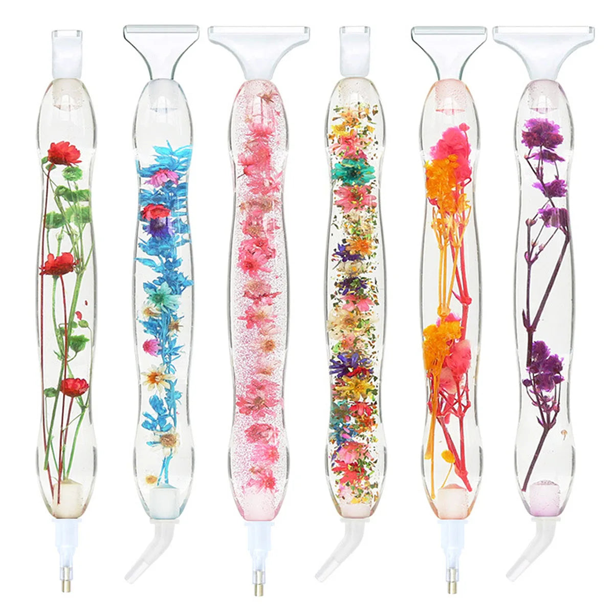 5D Resin Diamond Painting Pen With 6pcs Plastic Replacement Pen Heads Flower Point Drill Pens DIY Art Crafts Diamond Painting