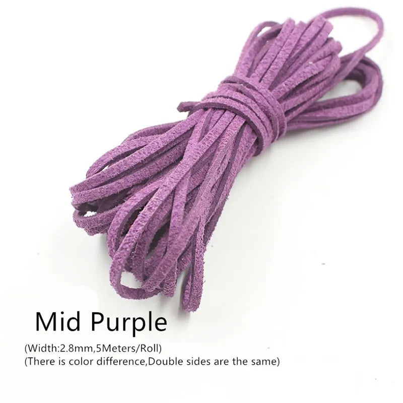 3MM 5M Micro-Fiber Flat Leather Lace Beading Thread Faux Suede Cord String Velvet Beading Supplies