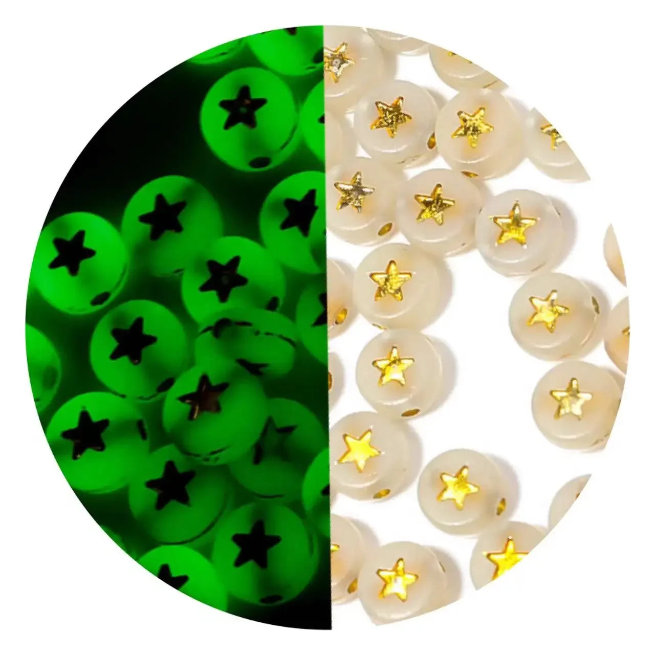 100/200/300/500pcs Acrylic Luminous Beads Round Heart Flower Square Alphabet Beads For Jewelry Making Diy Bracelet Accessorie