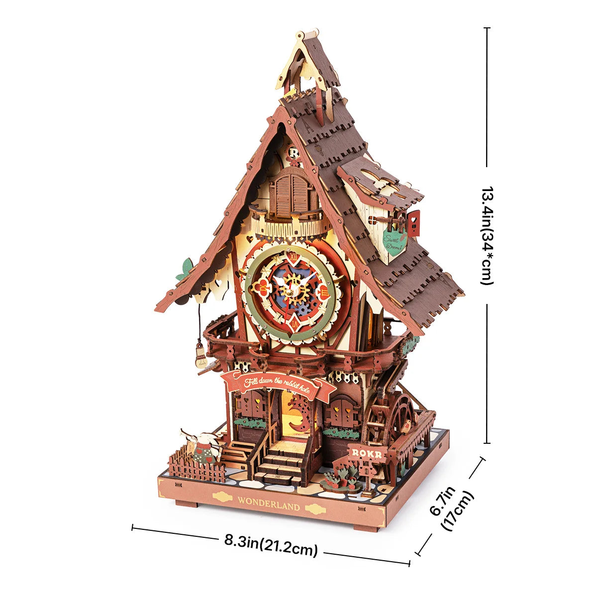 Robotime ROKR Cuckoo Clock Mechanical 3D Wooden Puzzle Christmas Cuckoo Clock Building Kit Holiday DIY Project for Teens Adults