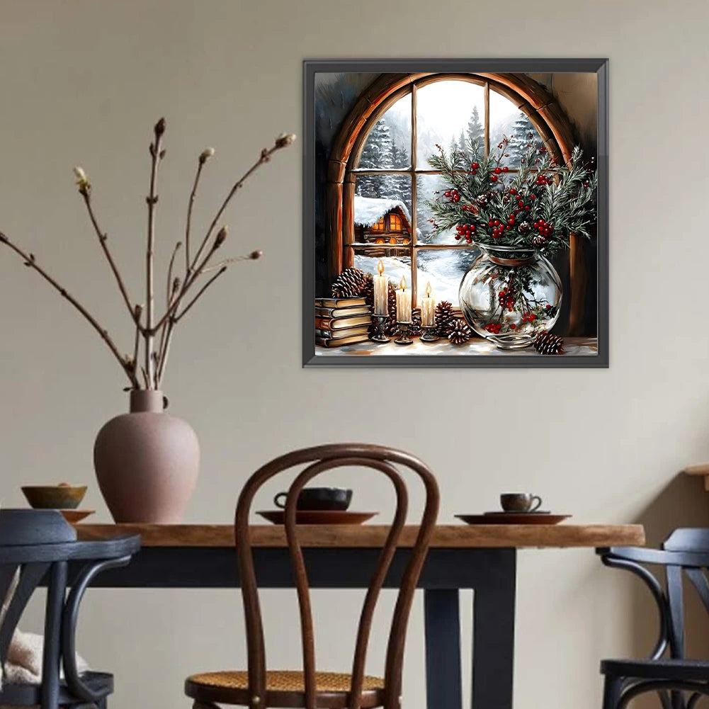 Diamond Painting DIY Rhinestone Xmas Snow View Kit Picture 5D Full Round Drill Mosaic Embroidery Wall Decor Unique Gift No Frame