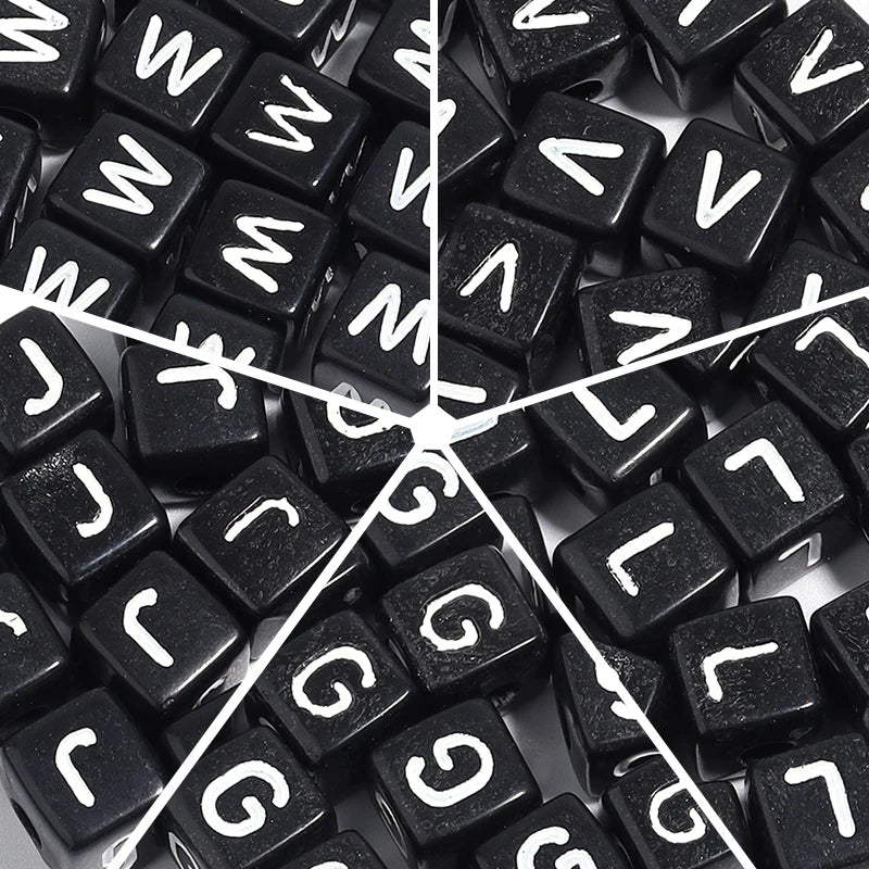 4.5/10mm Charm Square Black Letter Acrylic Beads Cube Loose Spacer Alphabet Beads For Jewelry Making Diy Handmade Supplies