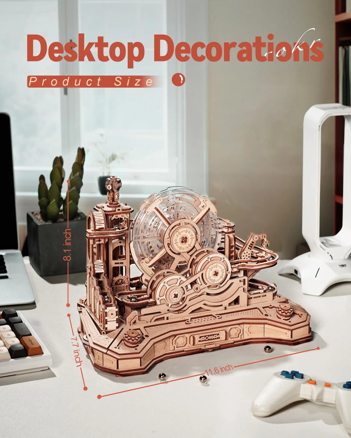 Robotime Rokr Gearball Challenge 3D Wooden Puzzle Rotating Gear Brain Teaser STEM Educational Engineering Toy for Teens Adults