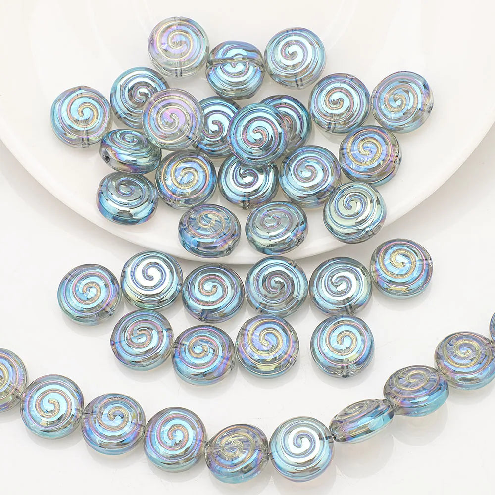 30Pcs 12mm Crystal Glass Round Loose Beads Screw thread Shape for Jewelry DIY Making Bracelet Earring Necklace Garment Decor
