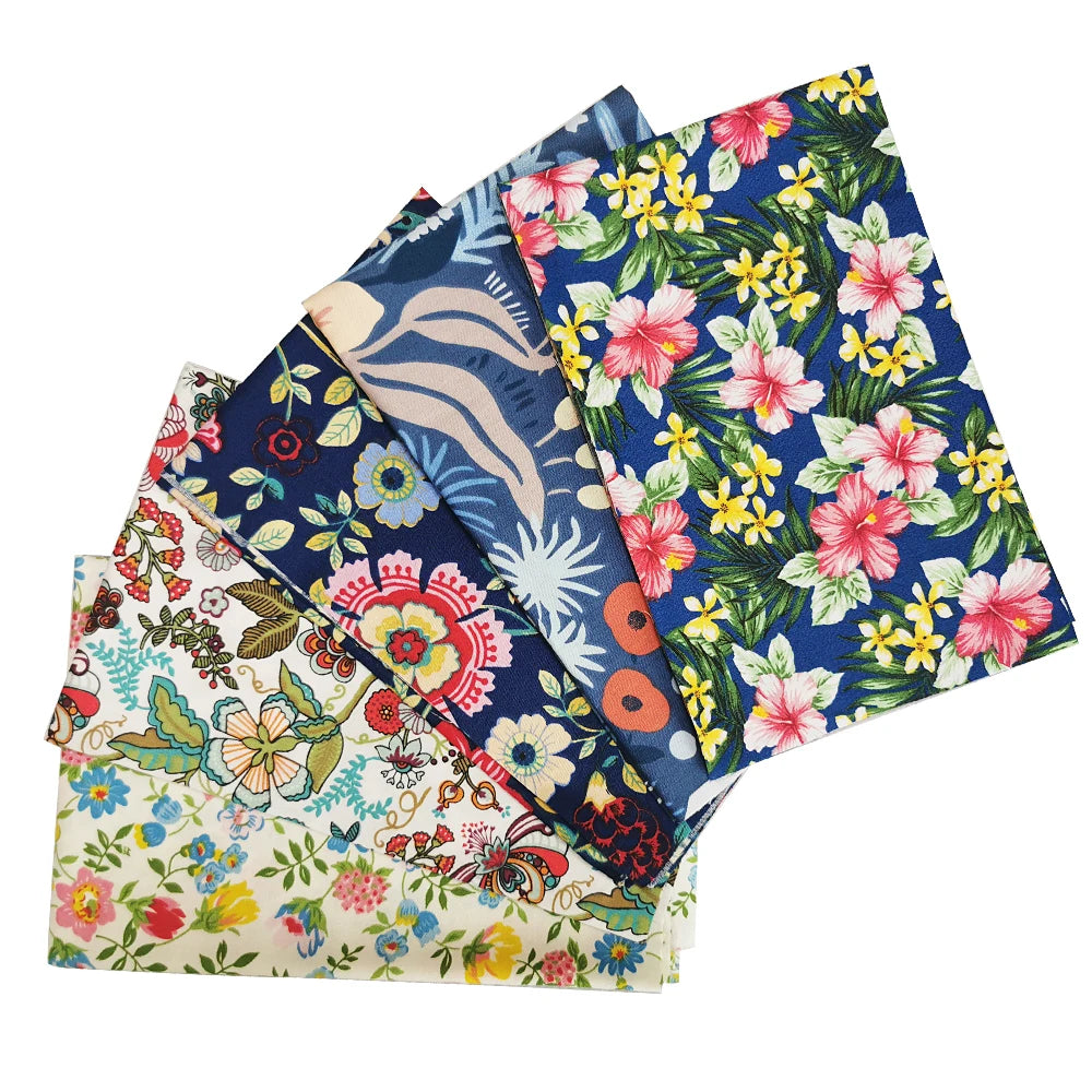 Teramila 5 PCS/Pack Cotton Fabirc Flower Printed Cloth For Hair Bows Sewing Quilt Doll Costume, Scrapbook Decoration Accessories