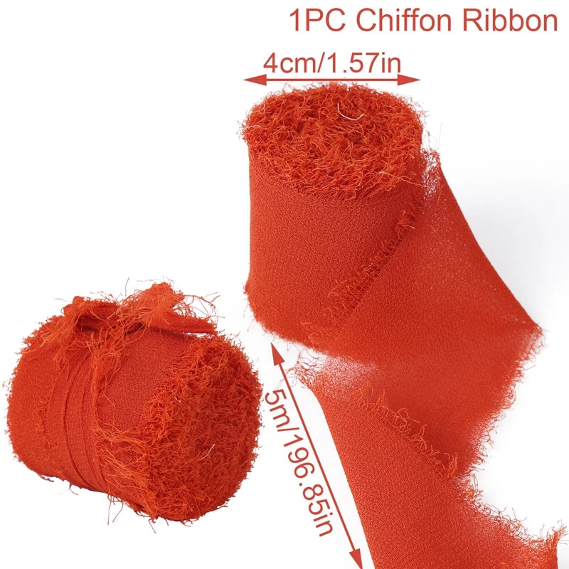 5 Meters Long Cintas Tela Para Manualidades 3.8 Cm Width Chiffon Silk Ribbon Flower Bouquet Wrap Decoration Edge Chiffon Ribbon