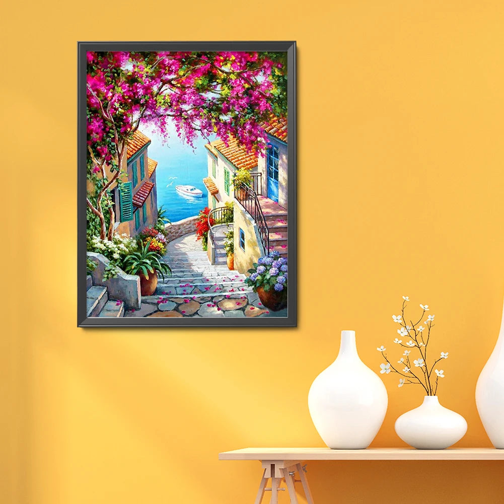 Seaside Printed Cross Stitch Kit 40x55cm DIY 11CT Embroidery Craft Set Home Art