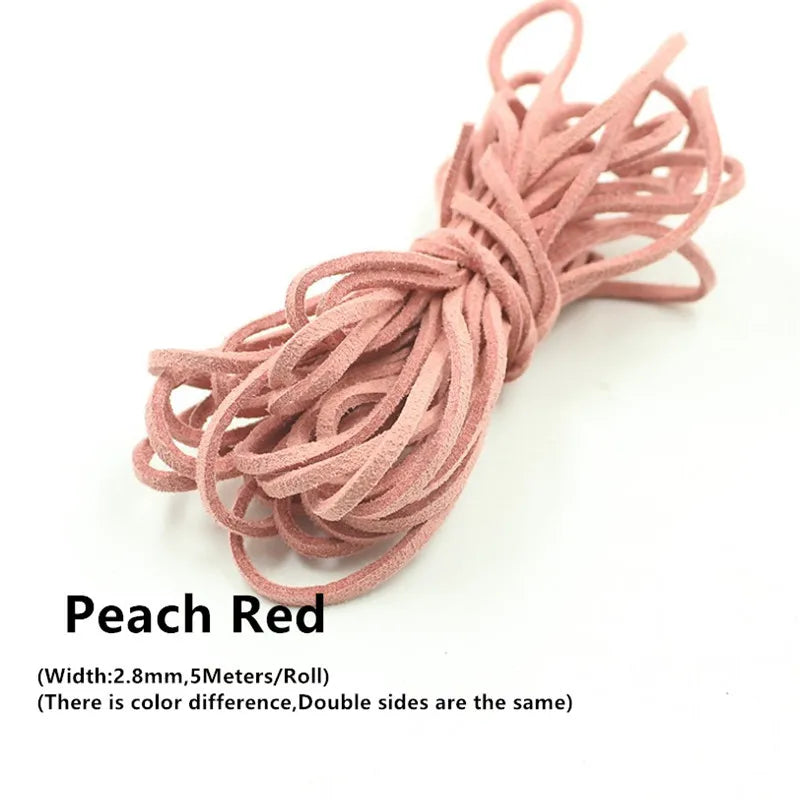 3MM 5M Micro-Fiber Flat Leather Lace Beading Thread Faux Suede Cord String Velvet Beading Supplies