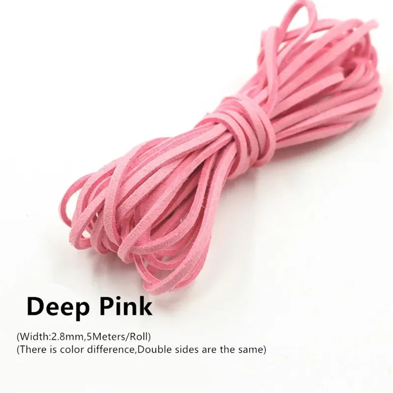 3MM 5M Micro-Fiber Flat Leather Lace Beading Thread Faux Suede Cord String Velvet Beading Supplies