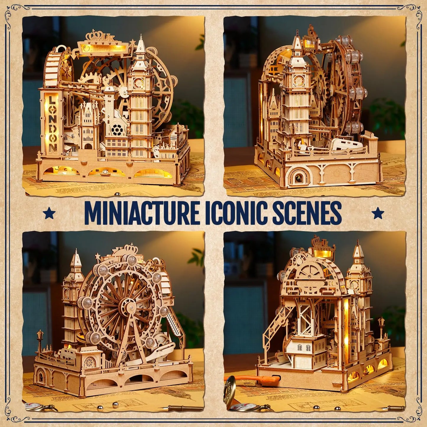 Rokr Marble Travel London Marble Run 3D Wooden Puzzle Interactive Gift for Kid Adult Challenging Craft for Handicraft Enthusiast