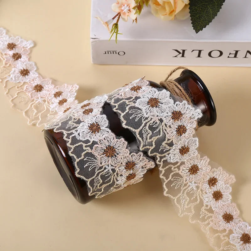 5yards Blue White Purple Lace Fabric Guipure Embroidery Ribbon Trim Sewing Applique 6CM Wide
