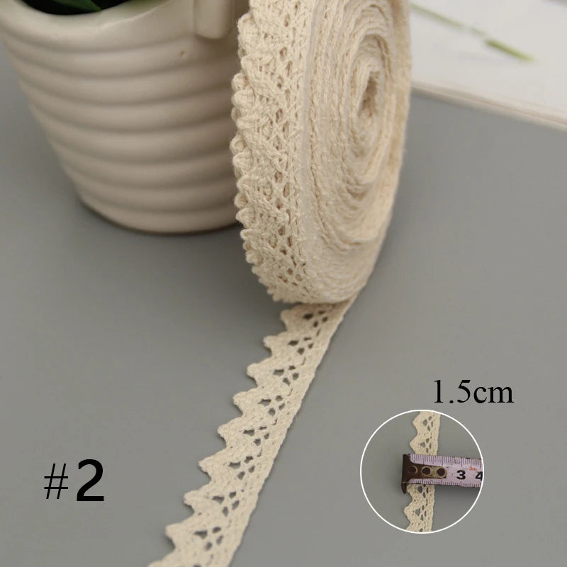 5 Meters Cotton Lace Trim Ribbon Beige Sewing Trim Lace Ribbon Crochet Lace Fabric DIY Wedding Party Craft Christmas Gift Decor