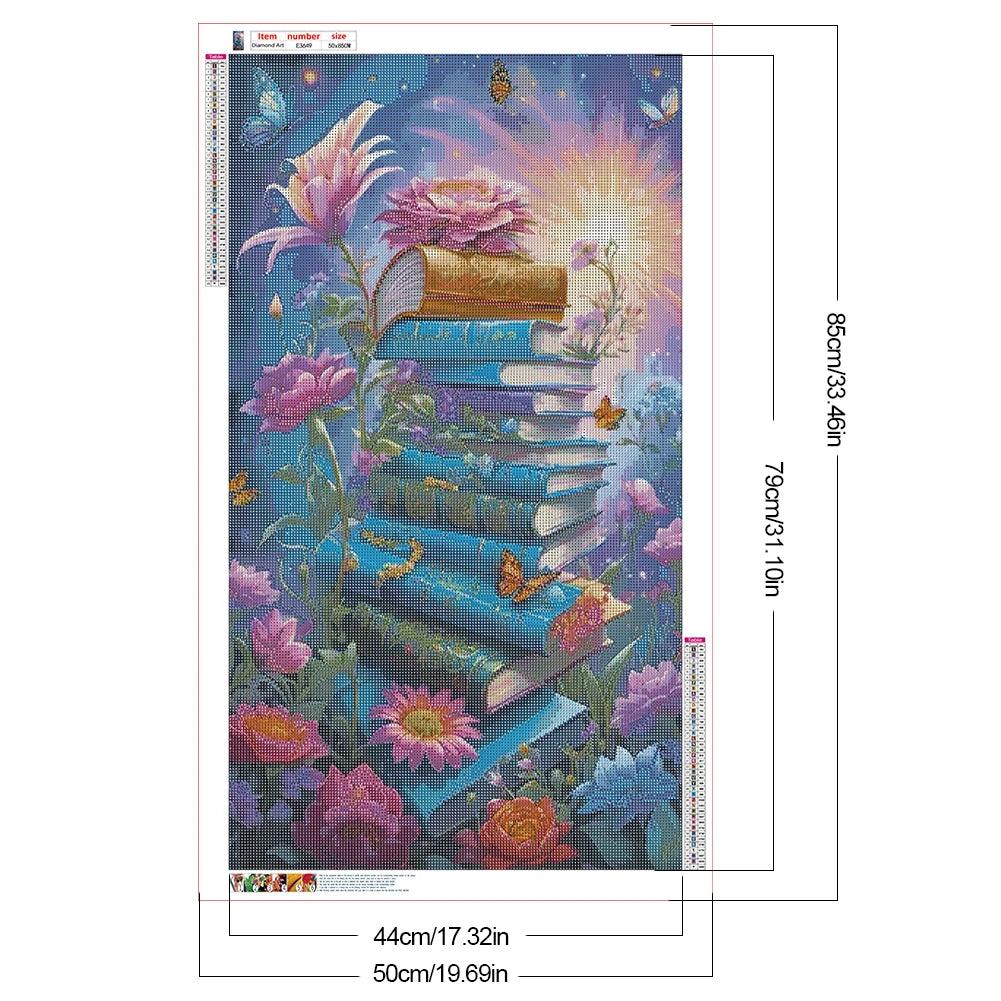 Book 5D DIY Full Drill Round Diamond Painting Kit for Home Wall Decor 50x85cm