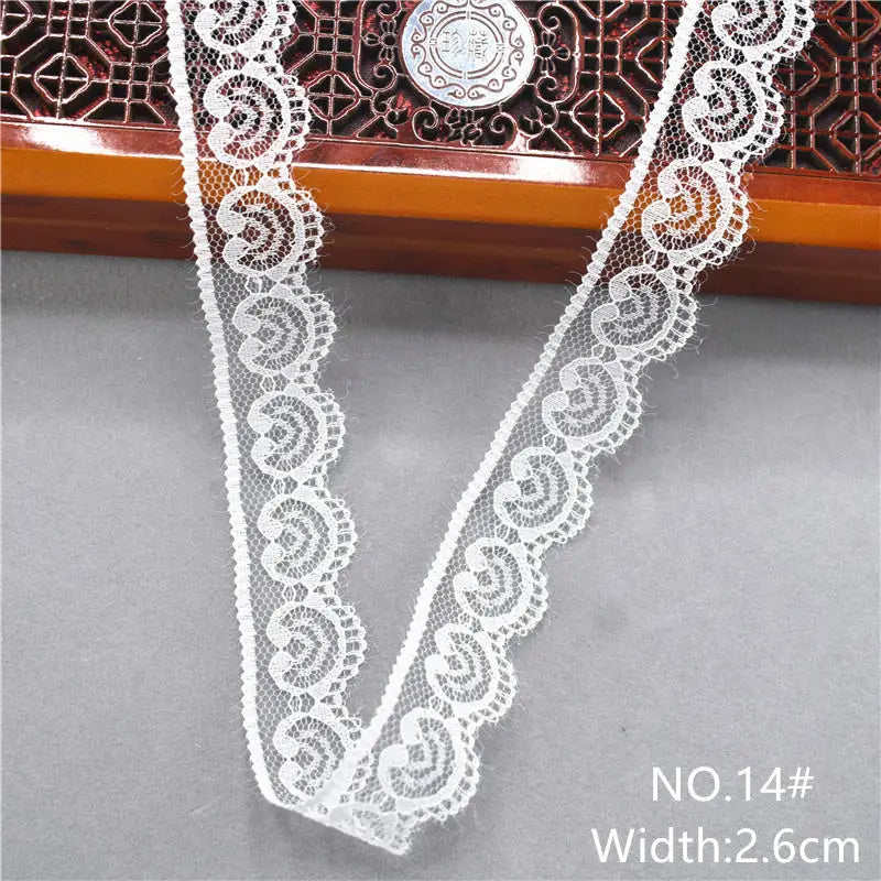 Best Selling 10yards 38kinds Color  White Lace Ribbon Woven Band French African Lace Wedding Fabric DIY Clothing/gift Wrapping