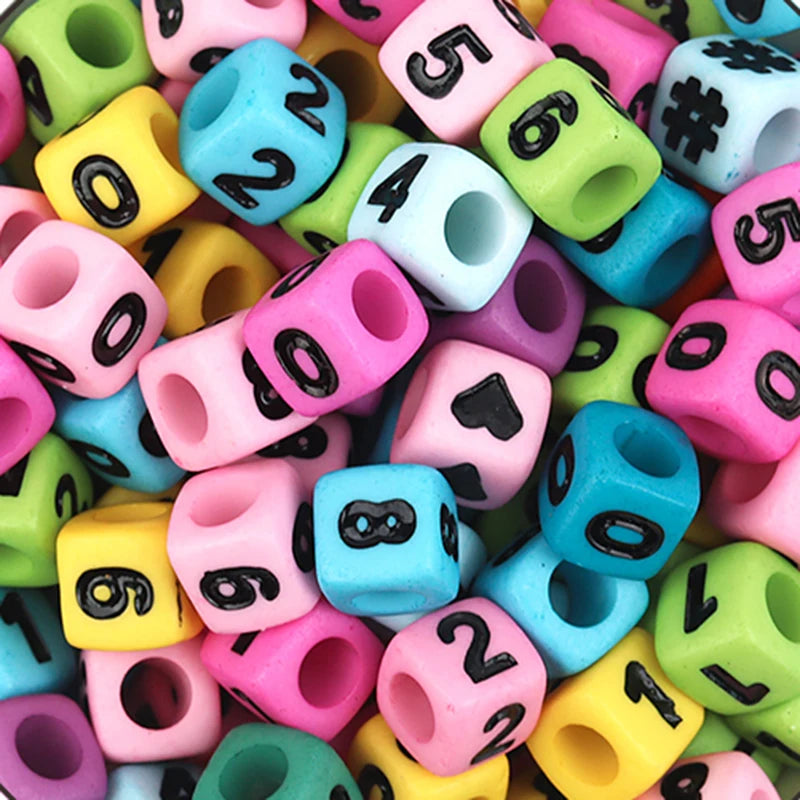 100Pcs/Lot Trendy  Acrylic Square Alphabet Beads Large Hole Letter Loose Spacer Bead Jewelry Handmade Bracelet Making Supplies