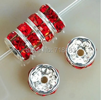 100Pcs 4/6/8/10mm Metal Crystal Beads Rhinestone Rondelle Spacer Beads For Jewelry Making Bracelet  Necklace DIY Accessories