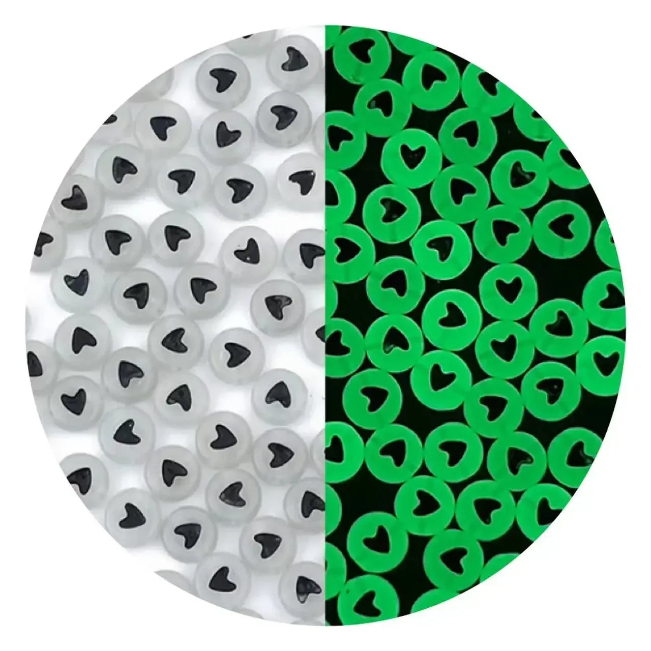 100/200/300/500pcs Acrylic Luminous Beads Round Heart Flower Square Alphabet Beads For Jewelry Making Diy Bracelet Accessorie