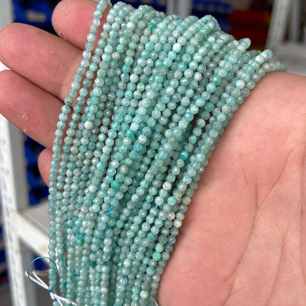 2 3mm Natural Labradorite Quartz Moonstone Crystal Stone Beads Round Faceted Loose Beads For Jewelry Making DIY Bracelet 15.5"