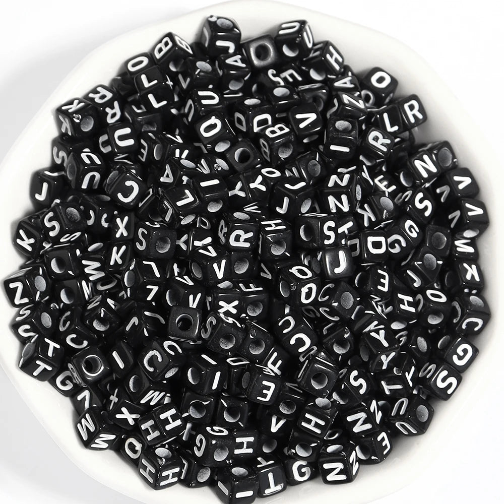4.5/10mm Charm Square Black Letter Acrylic Beads Cube Loose Spacer Alphabet Beads For Jewelry Making Diy Handmade Supplies