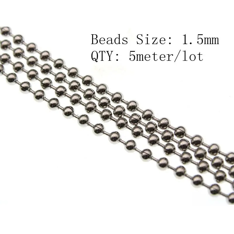 1.5 2.0 2.4 3.2 4 6 8 10mm Beaded Ball Stainless Steel Bulk Ball Bead Chains & Connector Clasp For DIY Necklace Jewelry Making