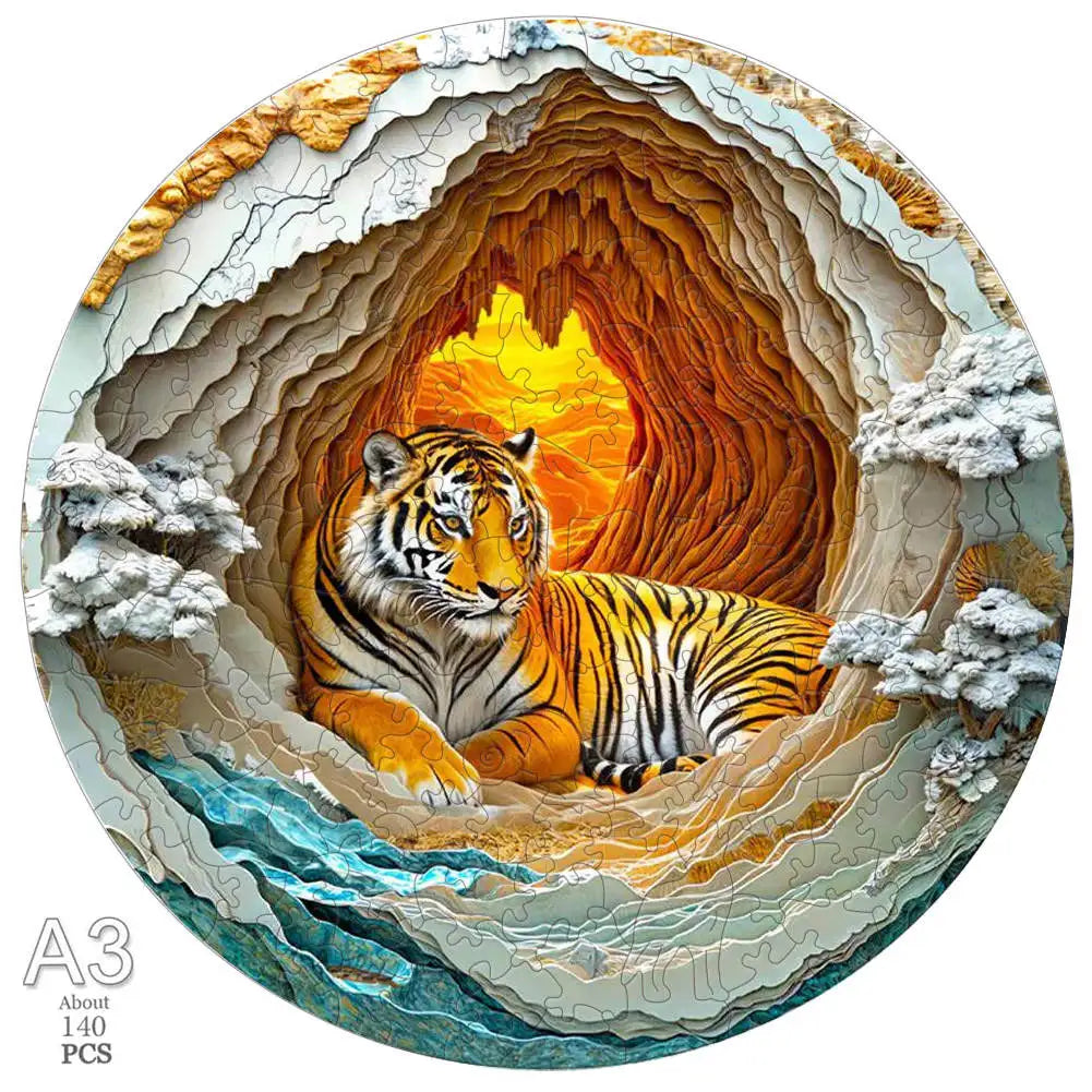 Animal Puzzle Wood Tiger Sailboat Cat Wooden Puzzles Medium Difficulty Jigsaws for Kids Adult Holiday Gifts Home Deco