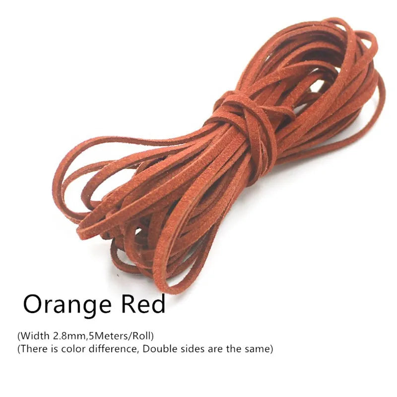 3MM 5M Micro-Fiber Flat Leather Lace Beading Thread Faux Suede Cord String Velvet Beading Supplies