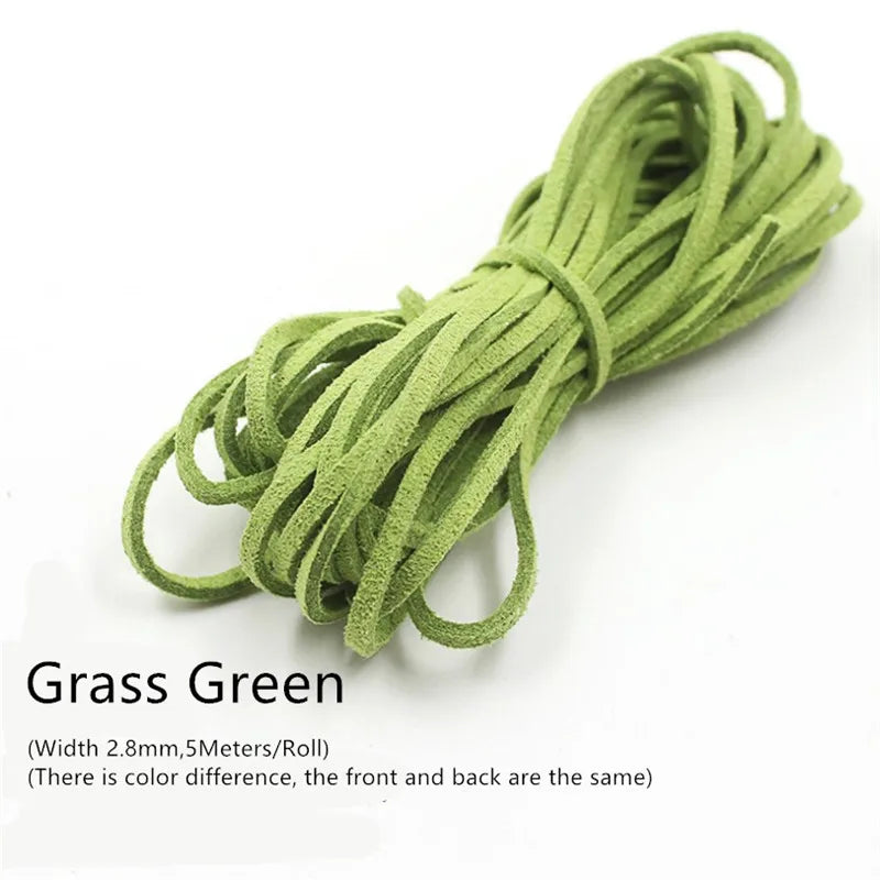 3MM 5M Micro-Fiber Flat Leather Lace Beading Thread Faux Suede Cord String Velvet Beading Supplies