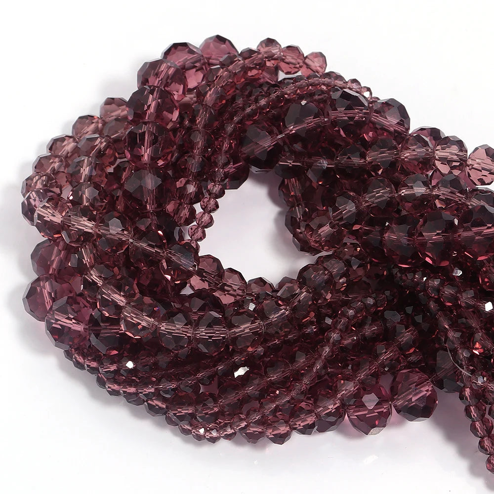3/4/6/8/10mm Clear Color Faceted Crystal Rondelle Glass Beads Loose Spacer Abacus Beads For Jewelry Making DIY Bracelet Necklace