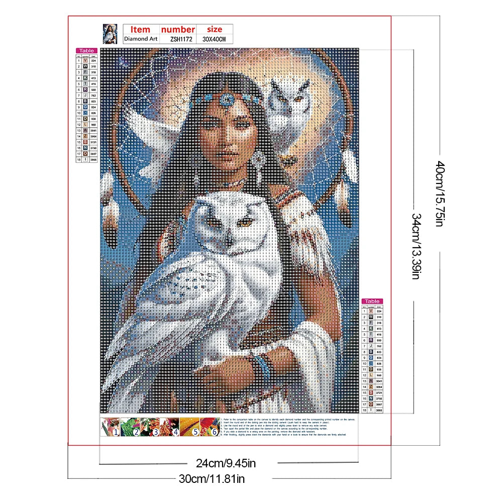Girl 5D DIY Full Drill Round Diamond Painting Kit for Home Wall Room Decor