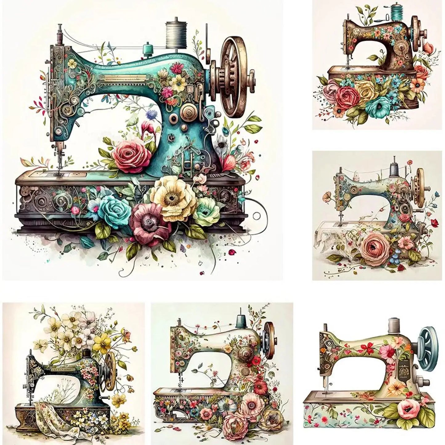 Sewing Machine Printed Cross Stitch Kit DIY 14CT Thread Art Needlework Decor