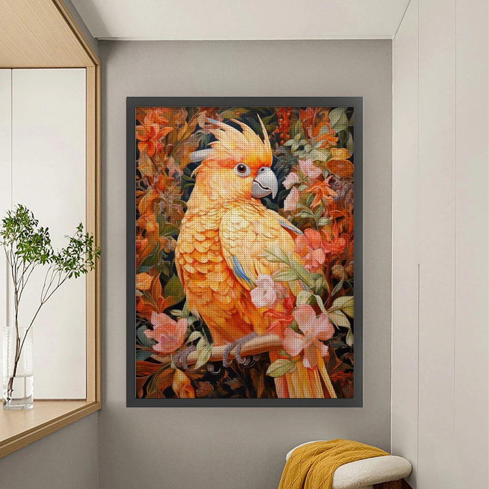 Full Embroidery Eco-cotton Thread 11CT Printed Parrot Cross Stitch Kit 50x65cm