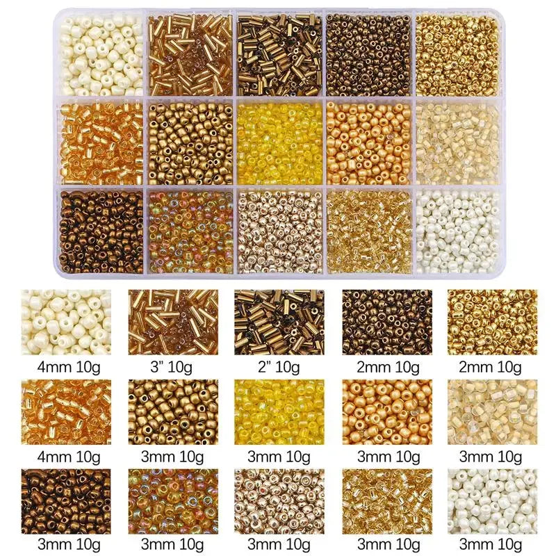 15 Colors Glass Beads Set for Bracelet Making Spacer Loose Beads with Storage Box Tube Beads Kit for DIY Craft Necklace Charms