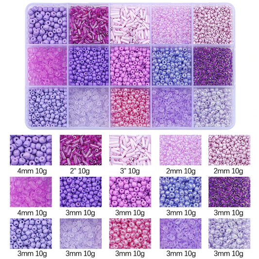 15 Colors Glass Beads Set for Bracelet Making Spacer Loose Beads with Storage Box Tube Beads Kit for DIY Craft Necklace Charms